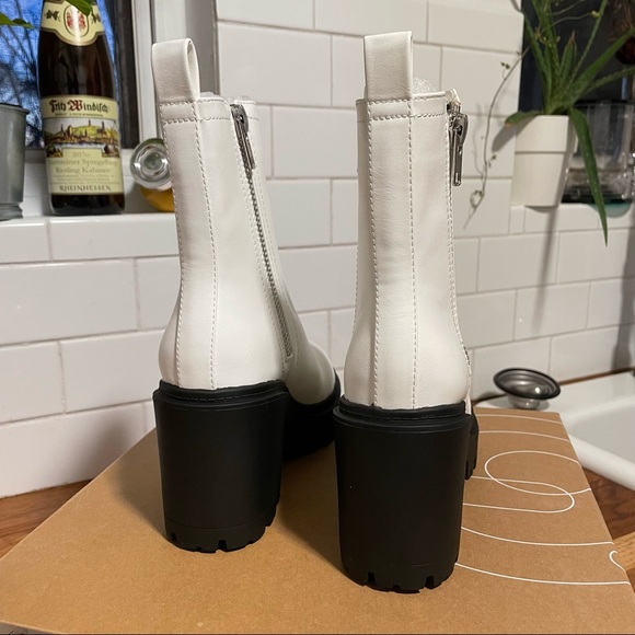 White Urban Outfitters platform ankle boots double zipper - Picture 3 of 6